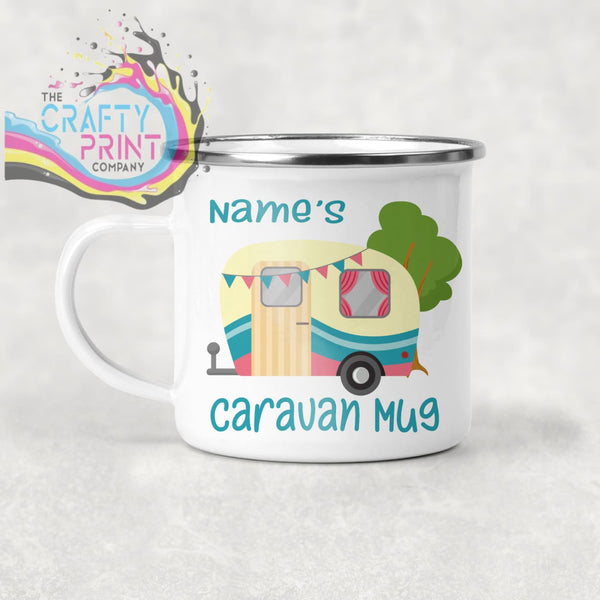 Personalised Caravan Mug - Enamel / Blue - Mugs