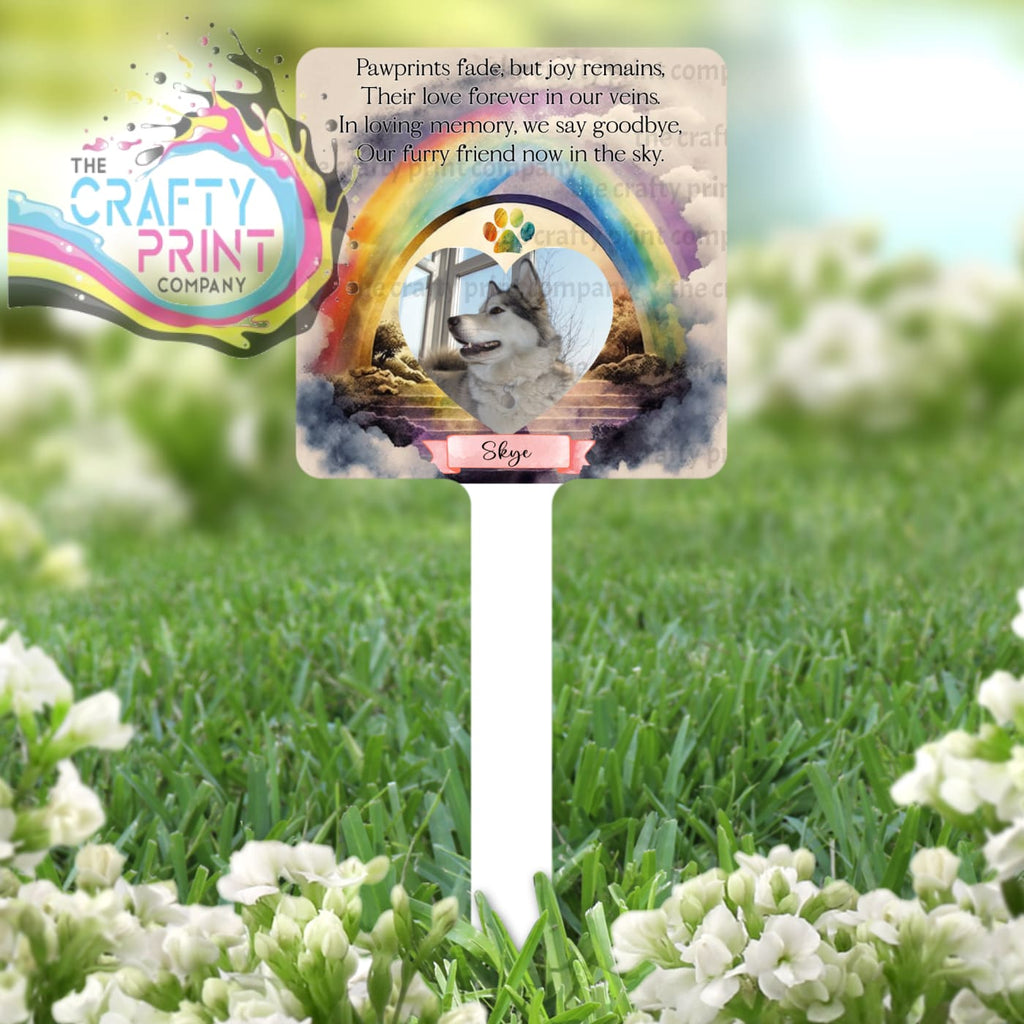 Personalised Dog / Cat Memorial Rainbow Grave Marker - Pink