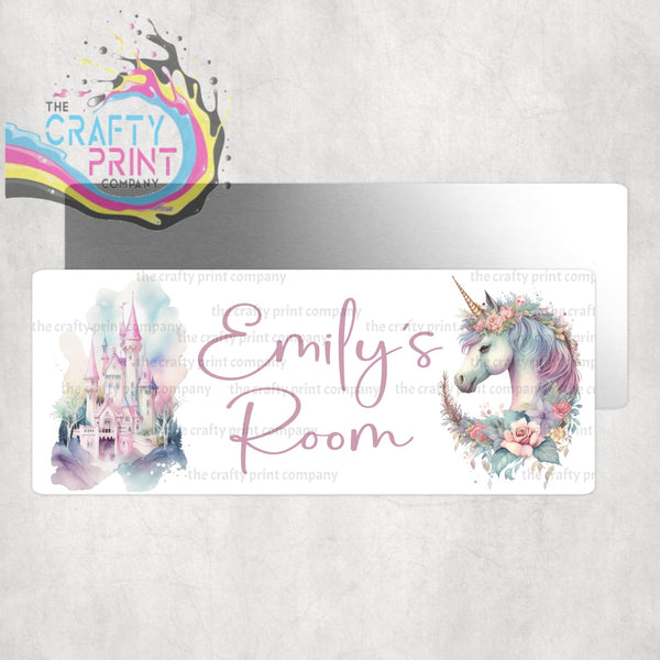 Personalised Fairy Tale Unicorn Metal Bedroom Door Sign