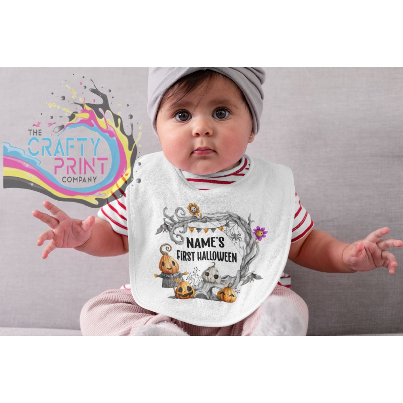Personalised First Halloween Pumpkins Baby Bib - & Toddler