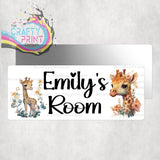 Personalised Giraffe Metal Bedroom Door Sign