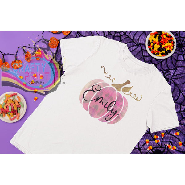 Personalised Halloween Pumpkin Children’s T-shirt - Pink -
