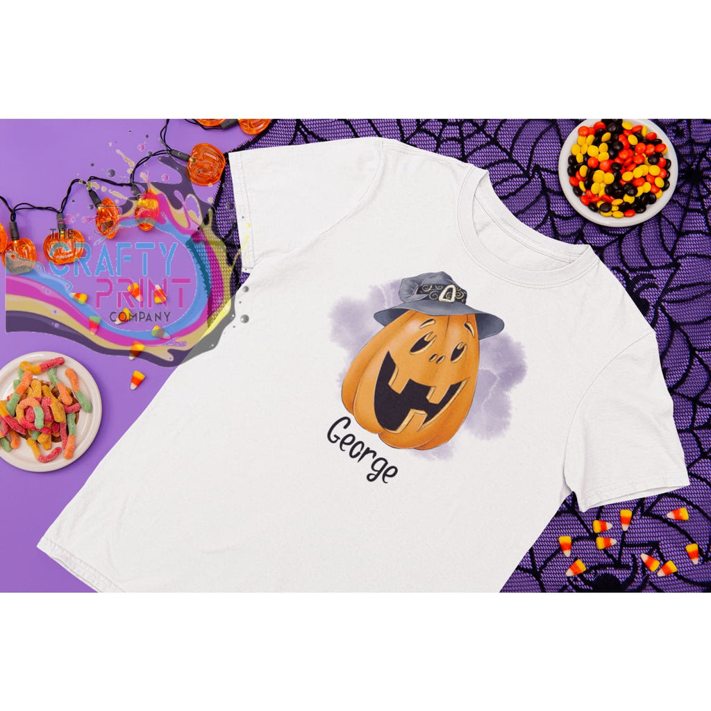 Personalised Halloween Pumpkin with Hat Children’s T-shirt -