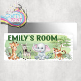 Personalised Jungle Animals Metal Bedroom Door Sign