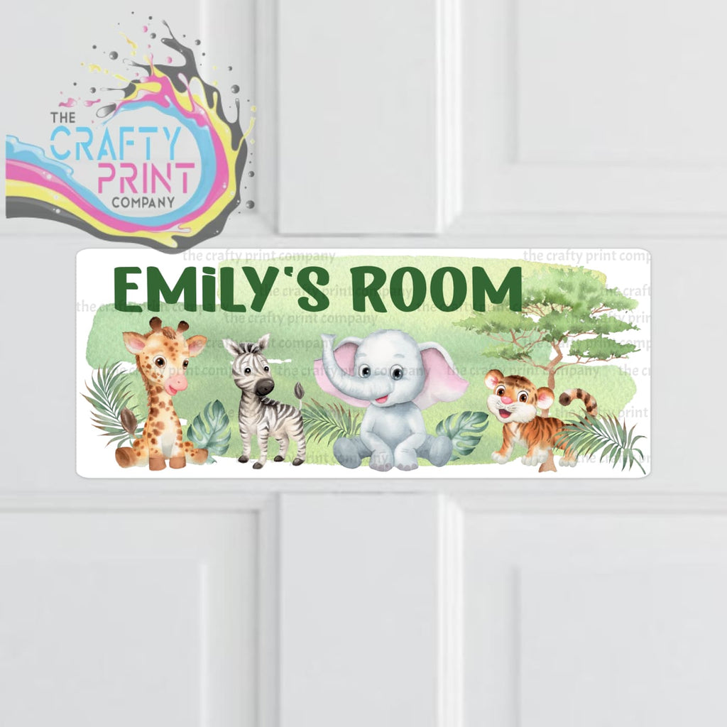 Personalised Jungle Animals Metal Bedroom Door Sign