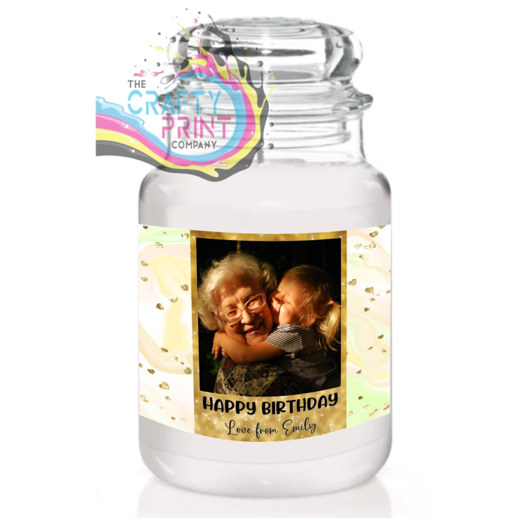 Personalised Photo Happy Birthday Glitter Candle Sticker -