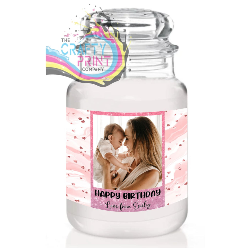 Personalised Photo Happy Birthday Glitter Candle Sticker -
