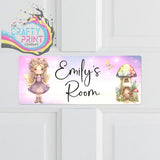 Personalised Pink Fairy Metal Bedroom Door Sign