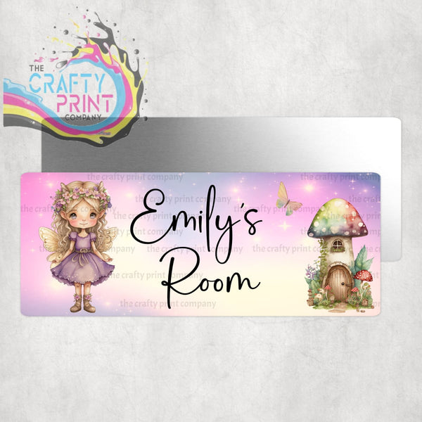 Personalised Pink Fairy Metal Bedroom Door Sign