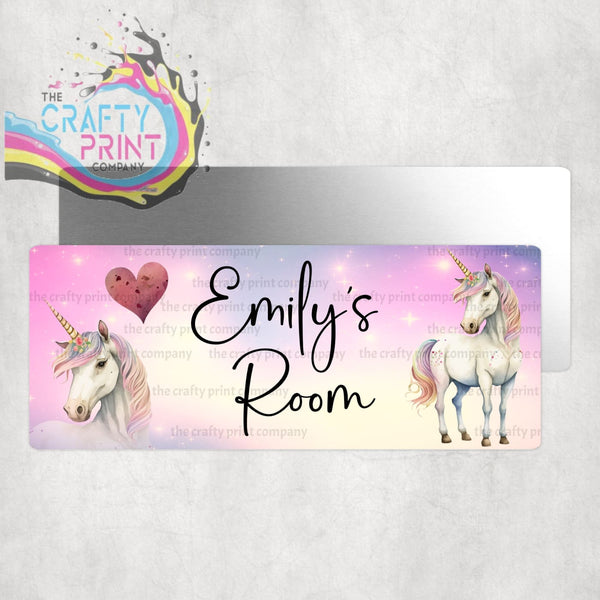 Personalised Pink Unicorn Metal Bedroom Door Sign