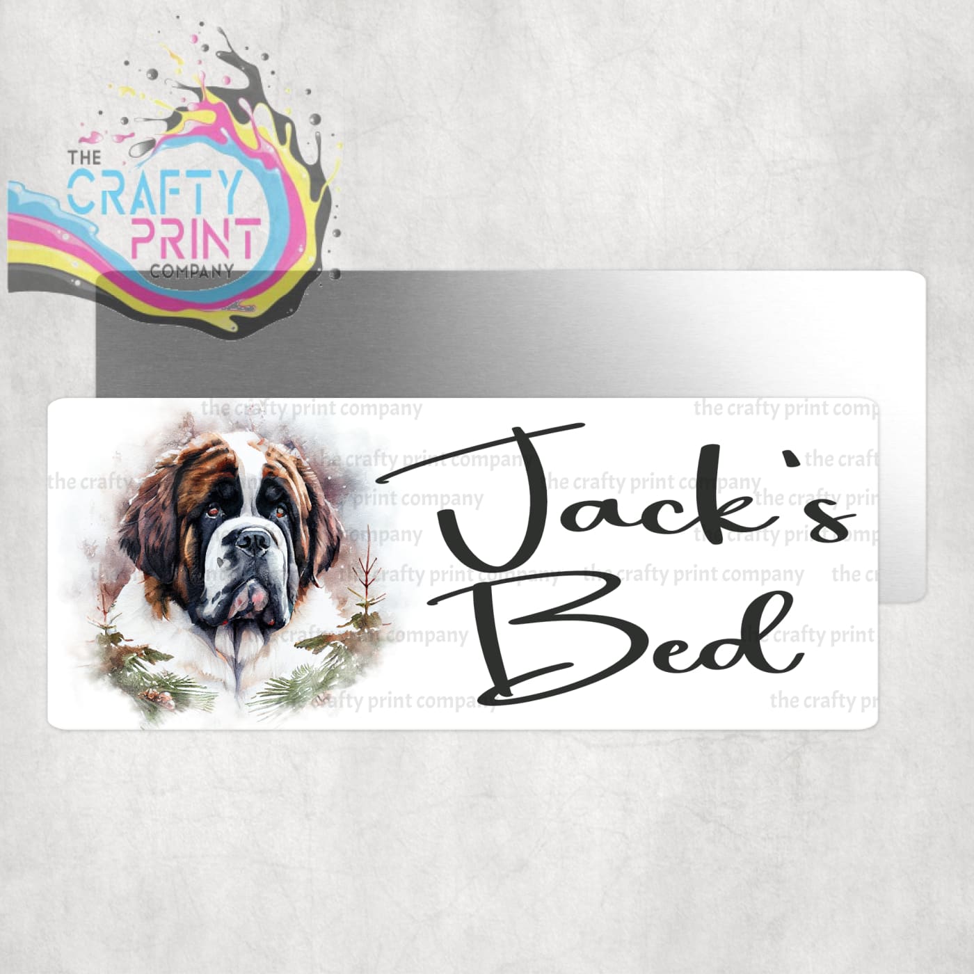 Personalised St Bernard Dog Metal Crate Sign
