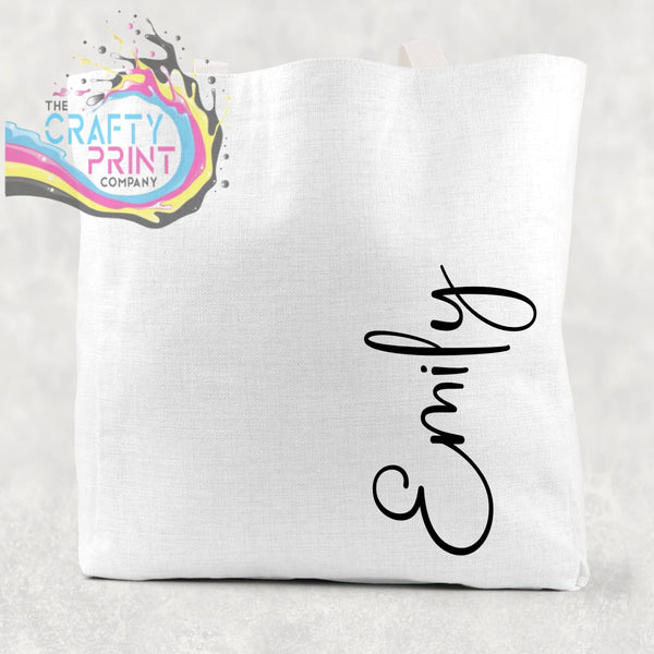 Personalised with Name Cotton Tote Bag - White - Shopping
