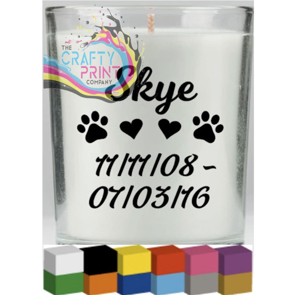 Pet Memorial Personalised Candle Decal Vinyl Sticker -