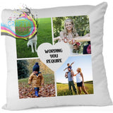 Photo Cushion with 4 pics Heart Personalised Cover - Chair