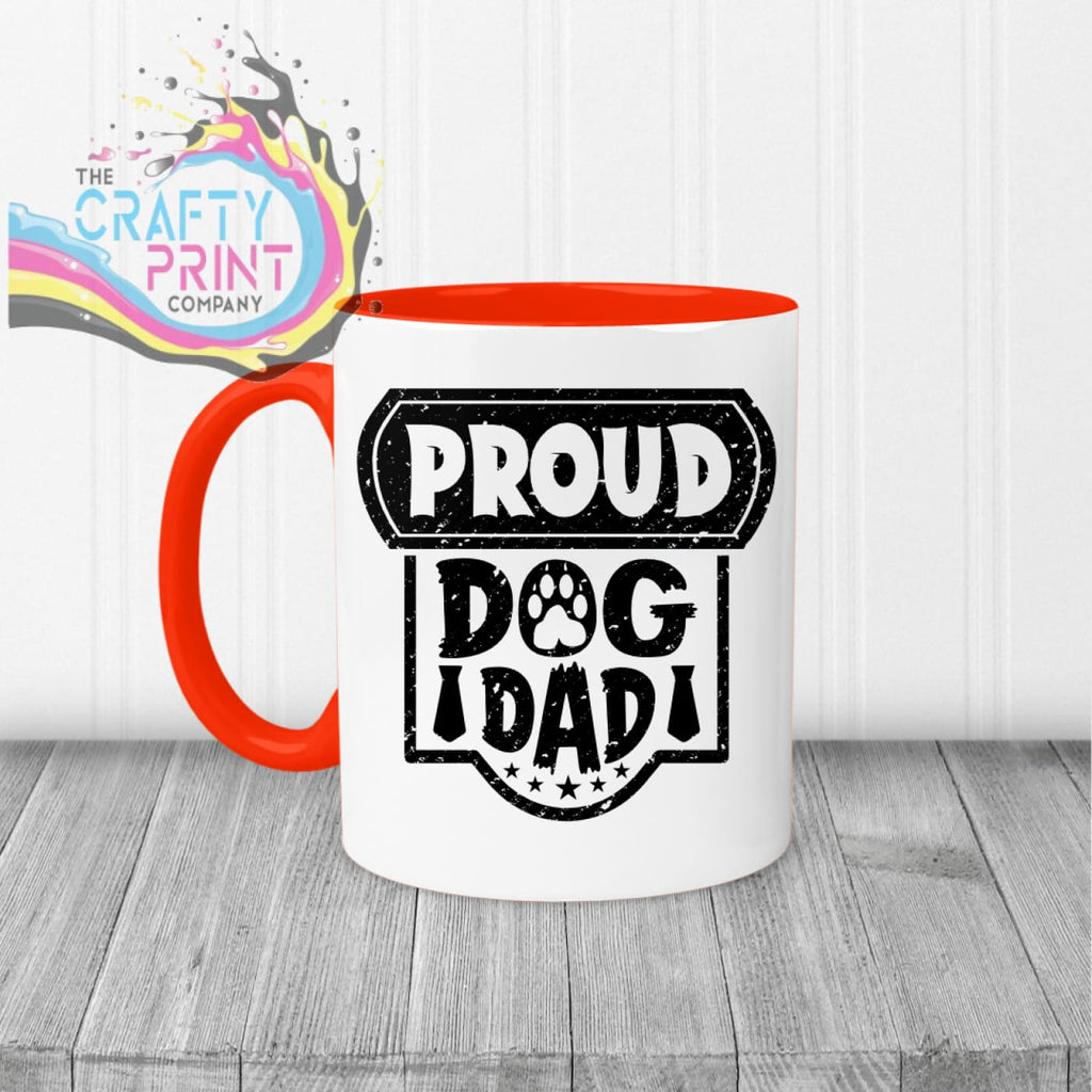 Proud Dog Dad Mug - Red Handle & Inner - Mugs