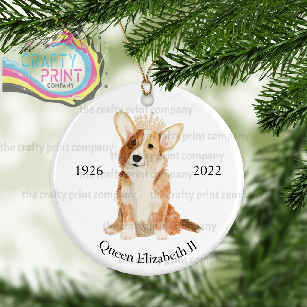 Queen Elizabeth II Corgi Design Ceramic Ornament - Holiday