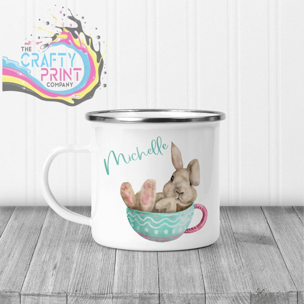 Rabbit in Cup Personalised Easter Mug - Enamel - Mugs