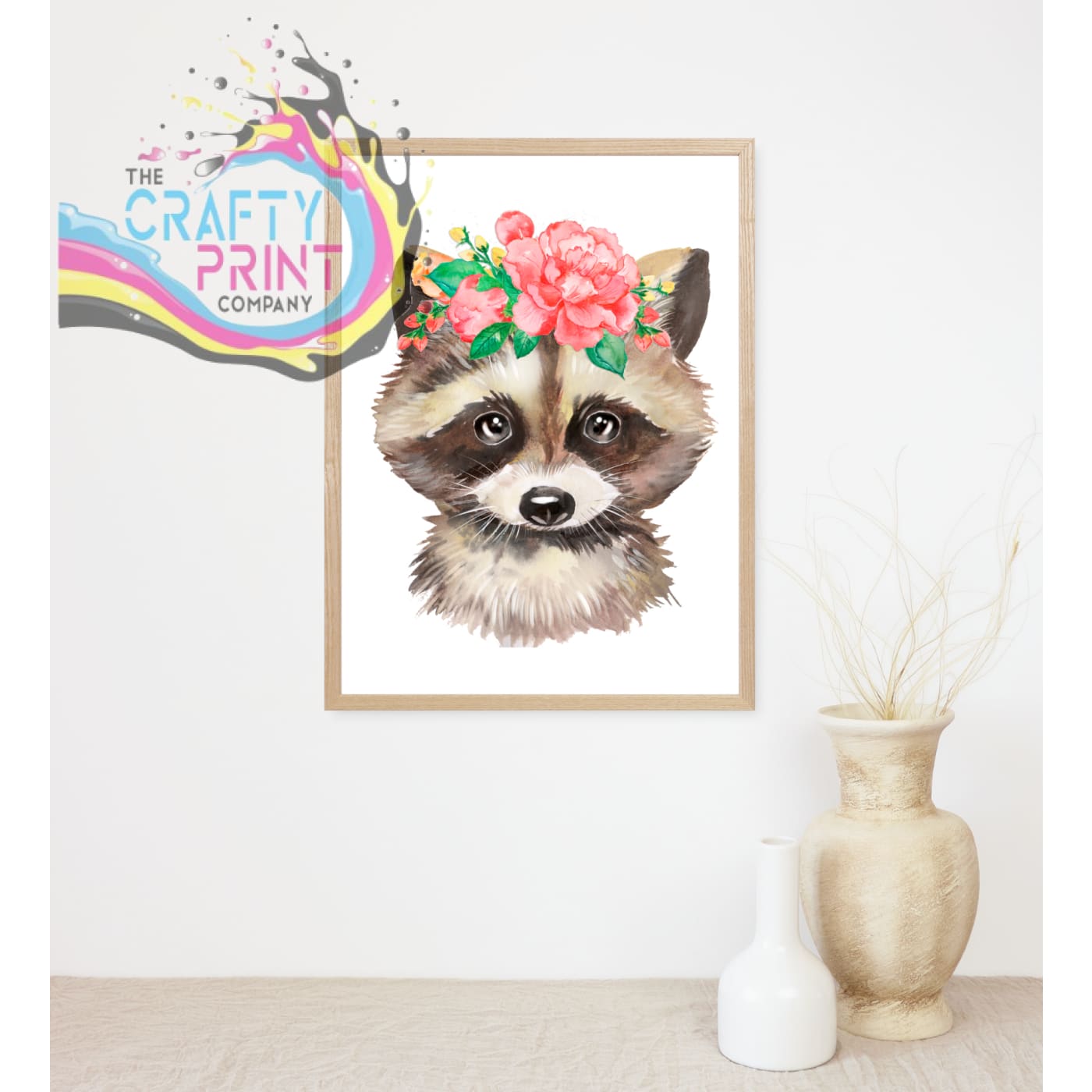 Racoon Flower Print - Posters Prints & Visual Artwork