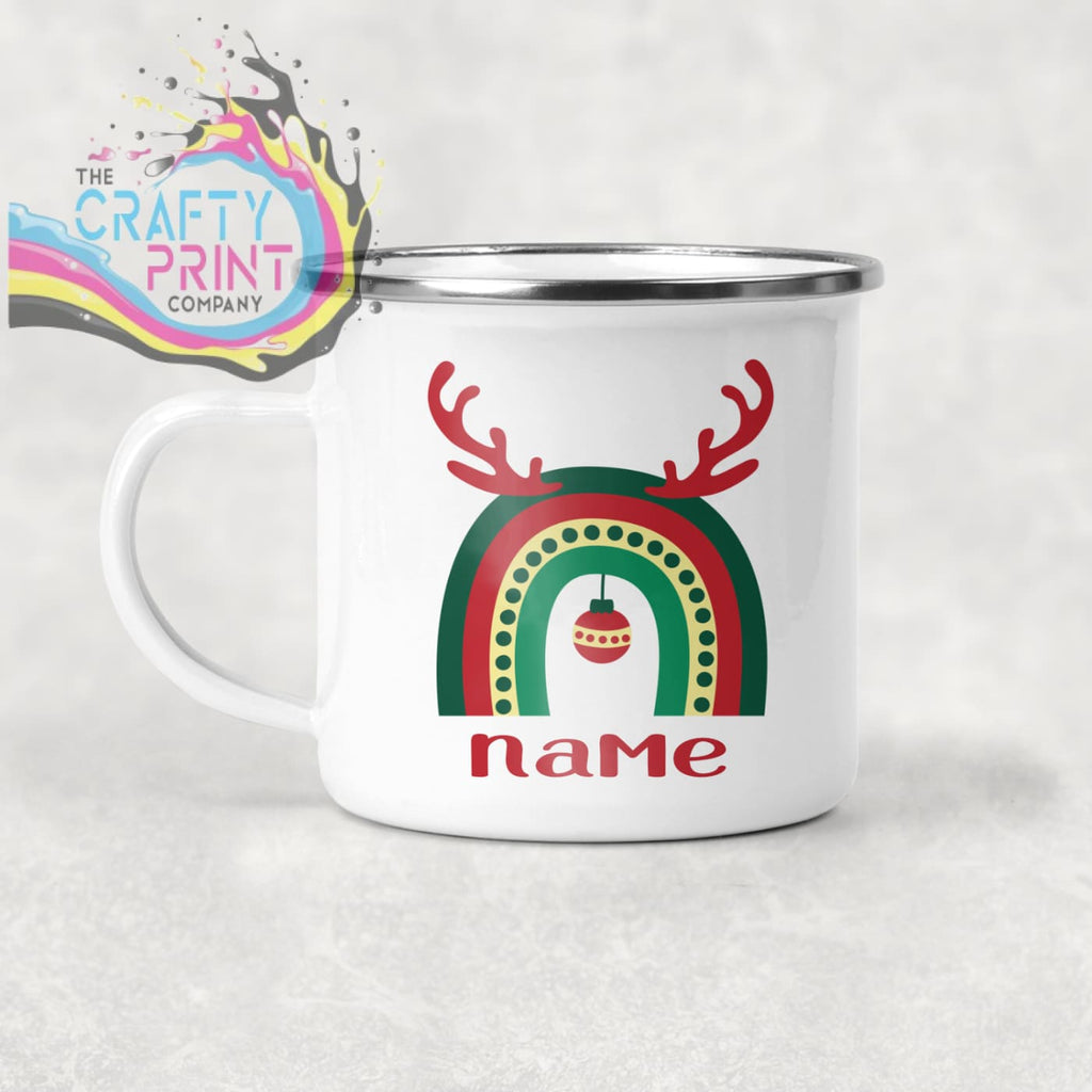 Rainbow Christmas Personalised Mug Various Designs - Enamel