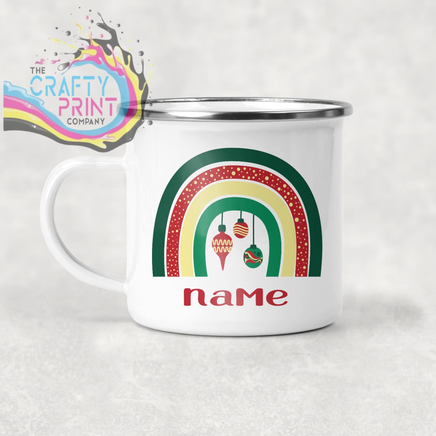 Rainbow Christmas Personalised Mug Various Designs - Enamel