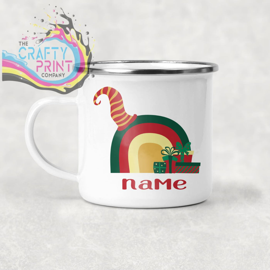 Rainbow Christmas Personalised Mug Various Designs - Enamel