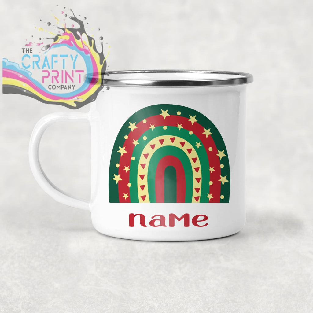 Rainbow Christmas Personalised Mug Various Designs - Enamel