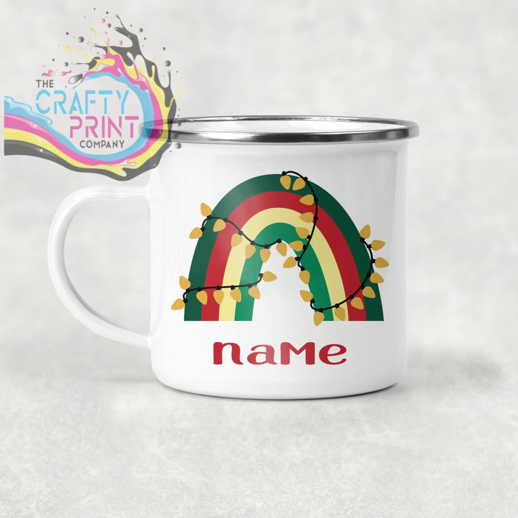 Rainbow Christmas Personalised Mug Various Designs - Enamel