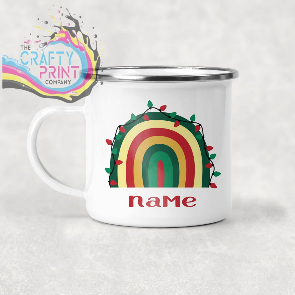 Rainbow Christmas Personalised Mug Various Designs - Enamel
