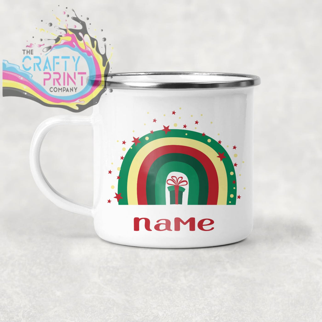 Rainbow Christmas Personalised Mug Various Designs - Enamel
