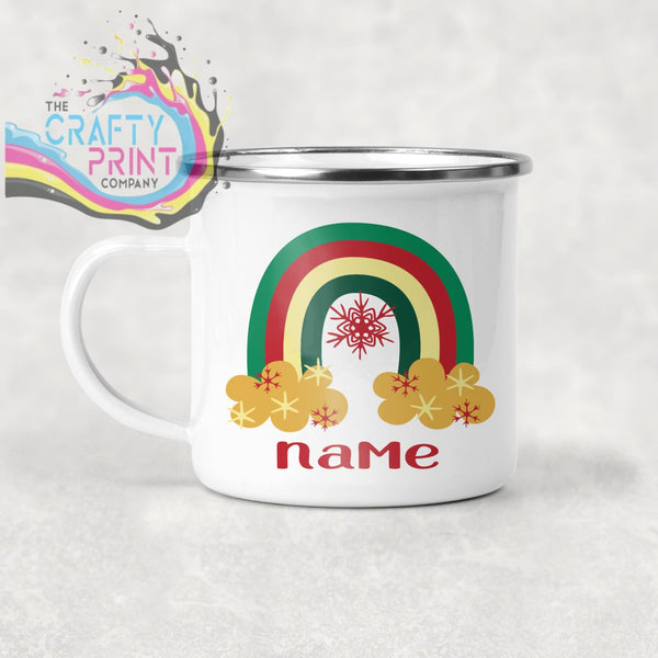 Rainbow Christmas Personalised Mug Various Designs - Enamel