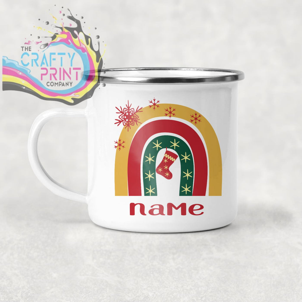 Rainbow Christmas Personalised Mug Various Designs - Enamel