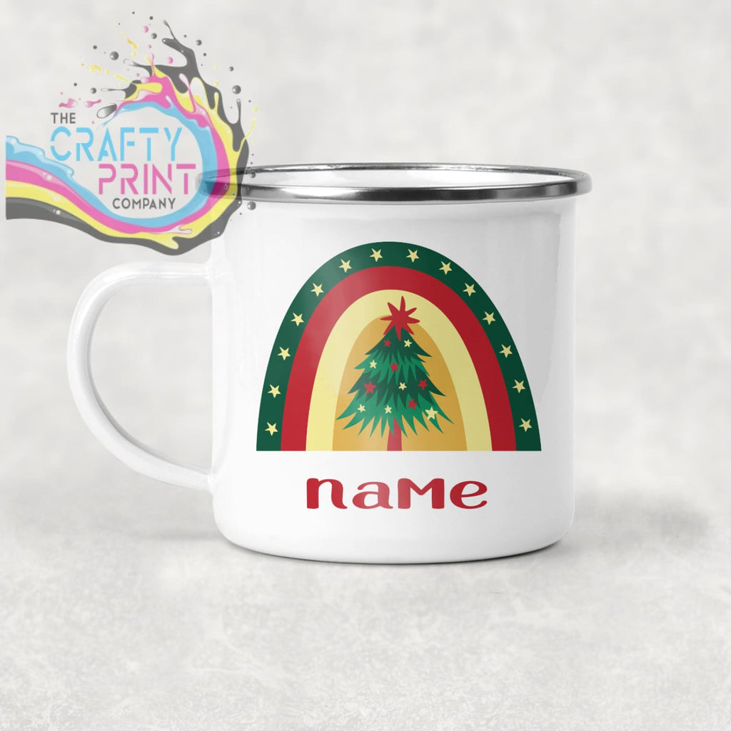 Rainbow Christmas Personalised Mug Various Designs - Enamel