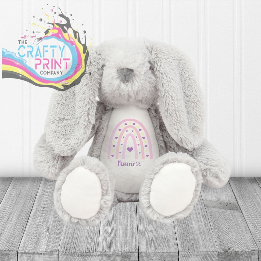 Rainbow Personalised Bunny Soft Toy - Pink - Stuffed Animals