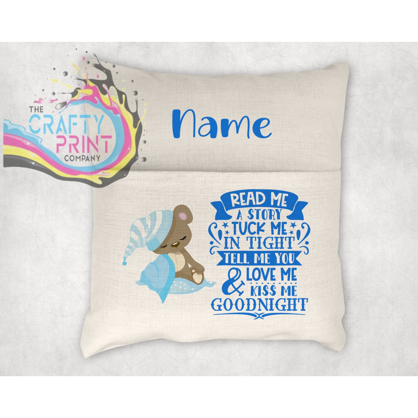 Read me a Story Pocket Book Cushion Cover - Blue - Chair &