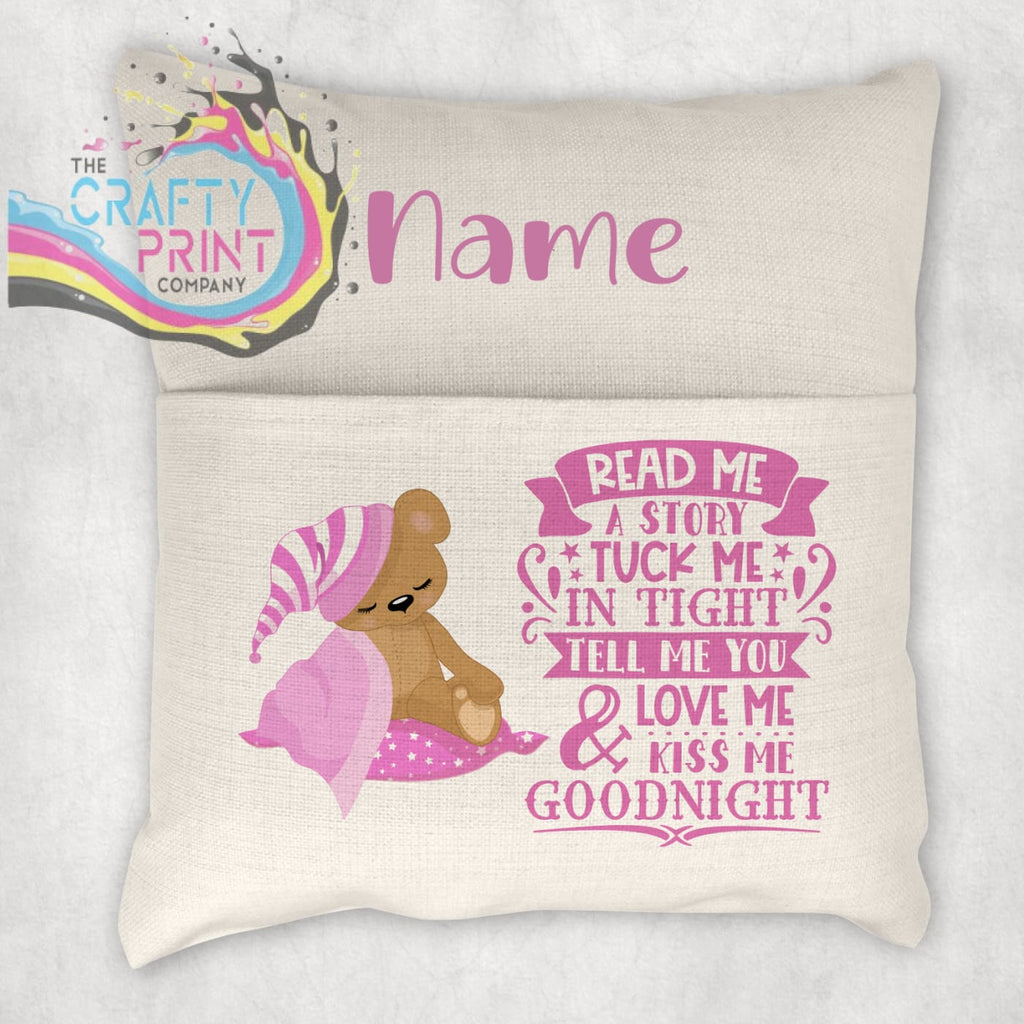 Read me a Story Pocket Book Cushion Cover - Pink - Chair &