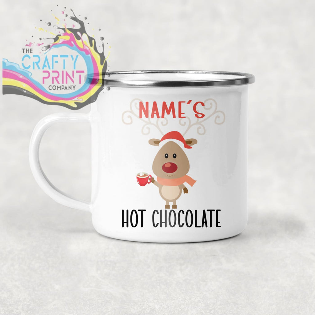 Reindeer Hot Chocolate Personalised Mug - Enamel - Mugs