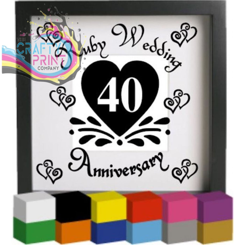 Ruby Wedding Anniversary Vinyl Decal Sticker - Decorative