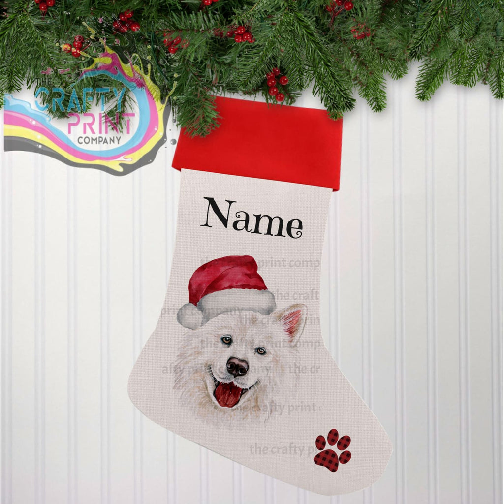 Samoyed Personalised Linen Christmas Stocking - Holiday
