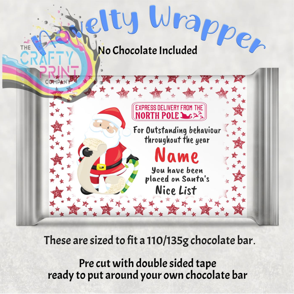 Santa Nice List Chocolate Bar Wrapper - Gift Wrapping