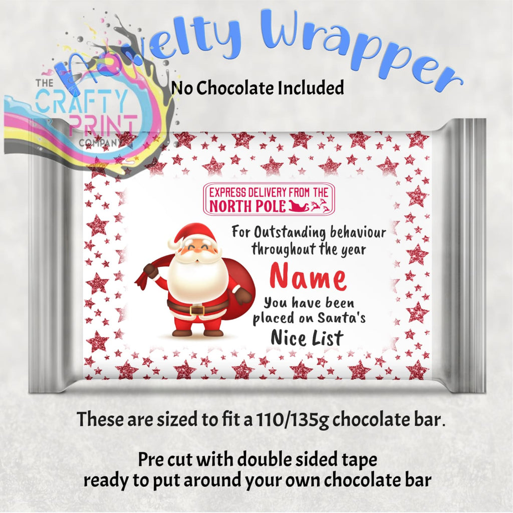 Santa Nice List V2 Chocolate Bar Wrapper - Gift Wrapping