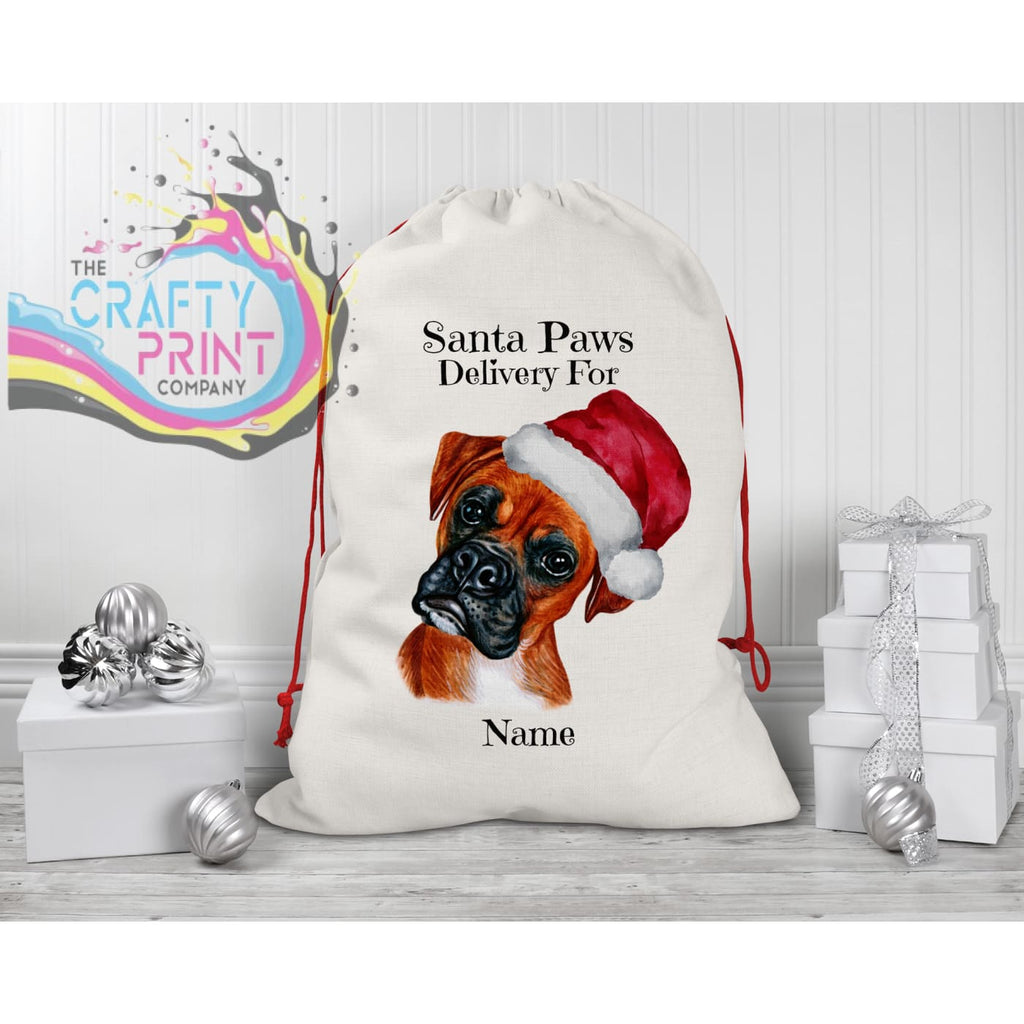 Santa Paws Delivery For Boxer Personalised Drawstring Sack -