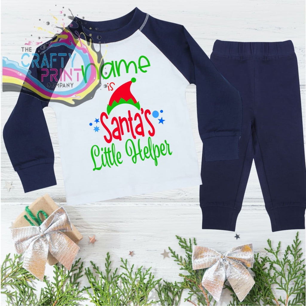 Santa’s Little Helper Personalised Pyjamas - Blue