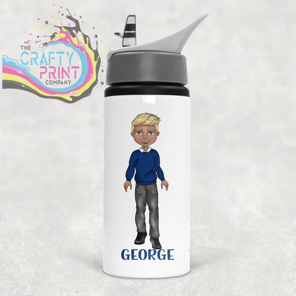 School Boy N Blue Jumper Personalised Sports Water Bottle