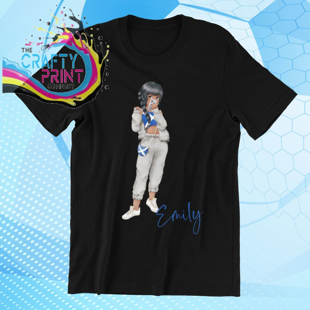 Scotland Scottish Girl Children’s T-shirt - Black / Hair