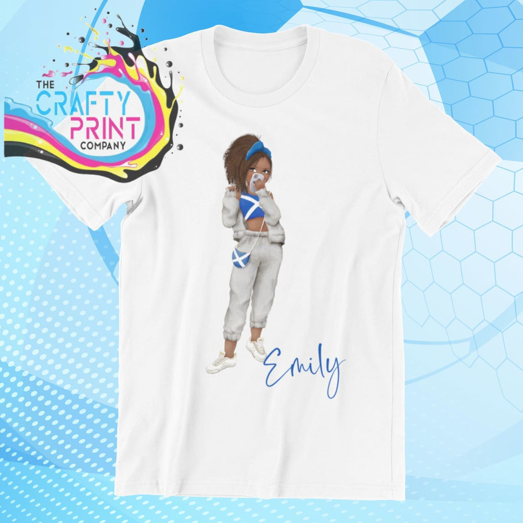 Scotland Scottish Girl Children’s T-shirt - White / Afro