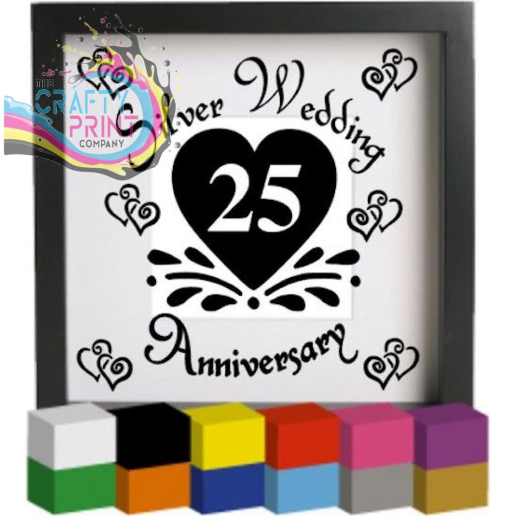 Silver Wedding Anniversary Vinyl Decal Sticker - Decorative