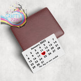 Special Calendar Date Personalised Card for Purse or Wallet