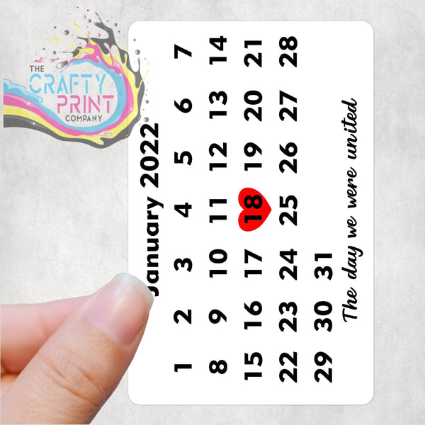 Special Calendar Date Personalised Card for Purse or Wallet