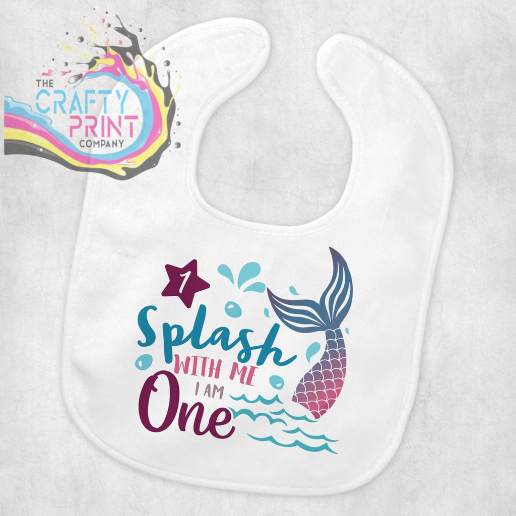 Splash with me I am One Mermaid Birthday Baby Bib - &