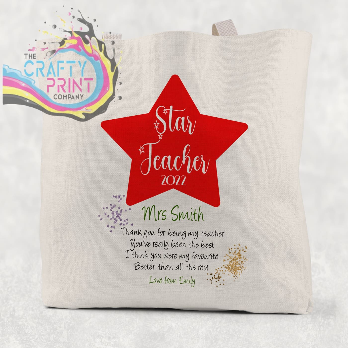 Star Teacher Personalised Tote / Goodie Bag - Gift Bags